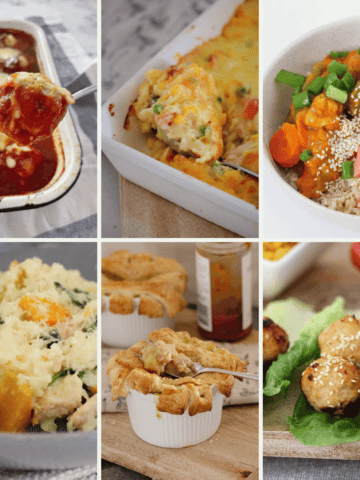 A collage of chicken dinner recipes made in a Thermomix machine.