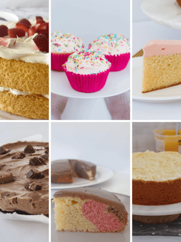 A collage of cakes made in a Thermomix cooking machine.