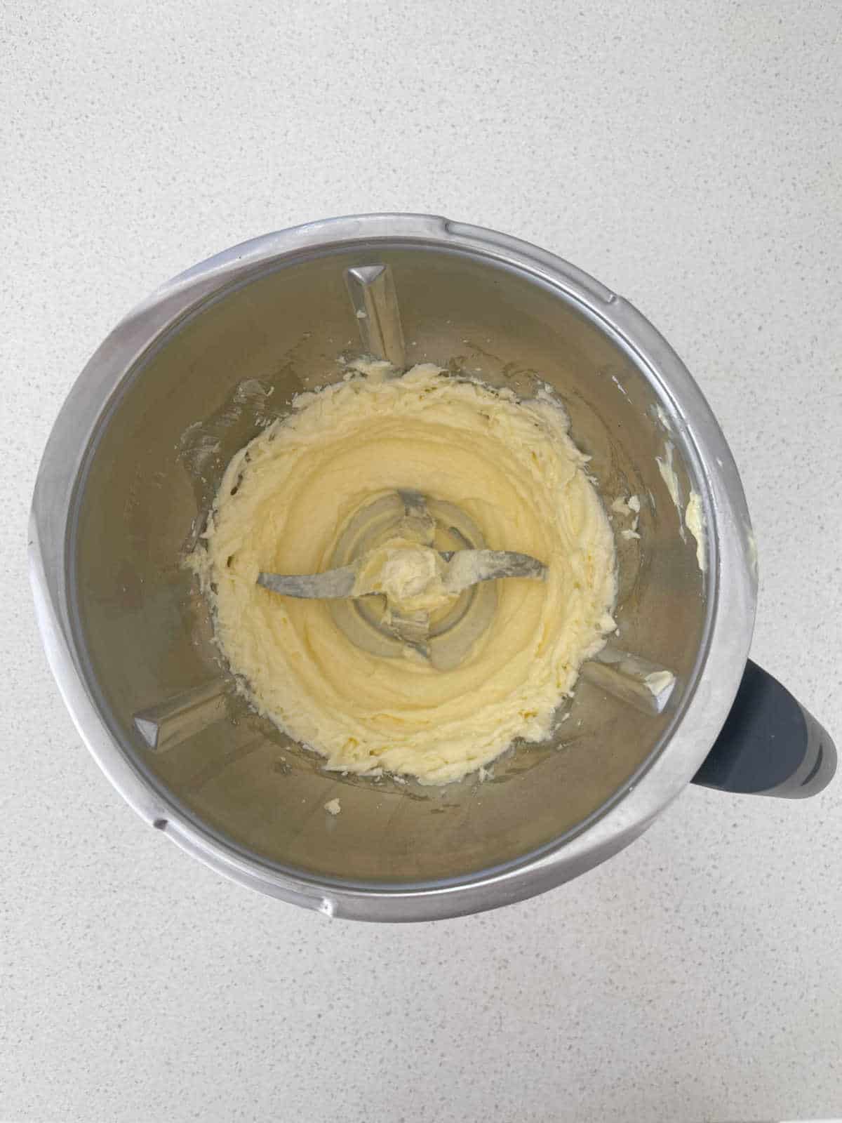 Butter and sugar in thermomix bowl.
