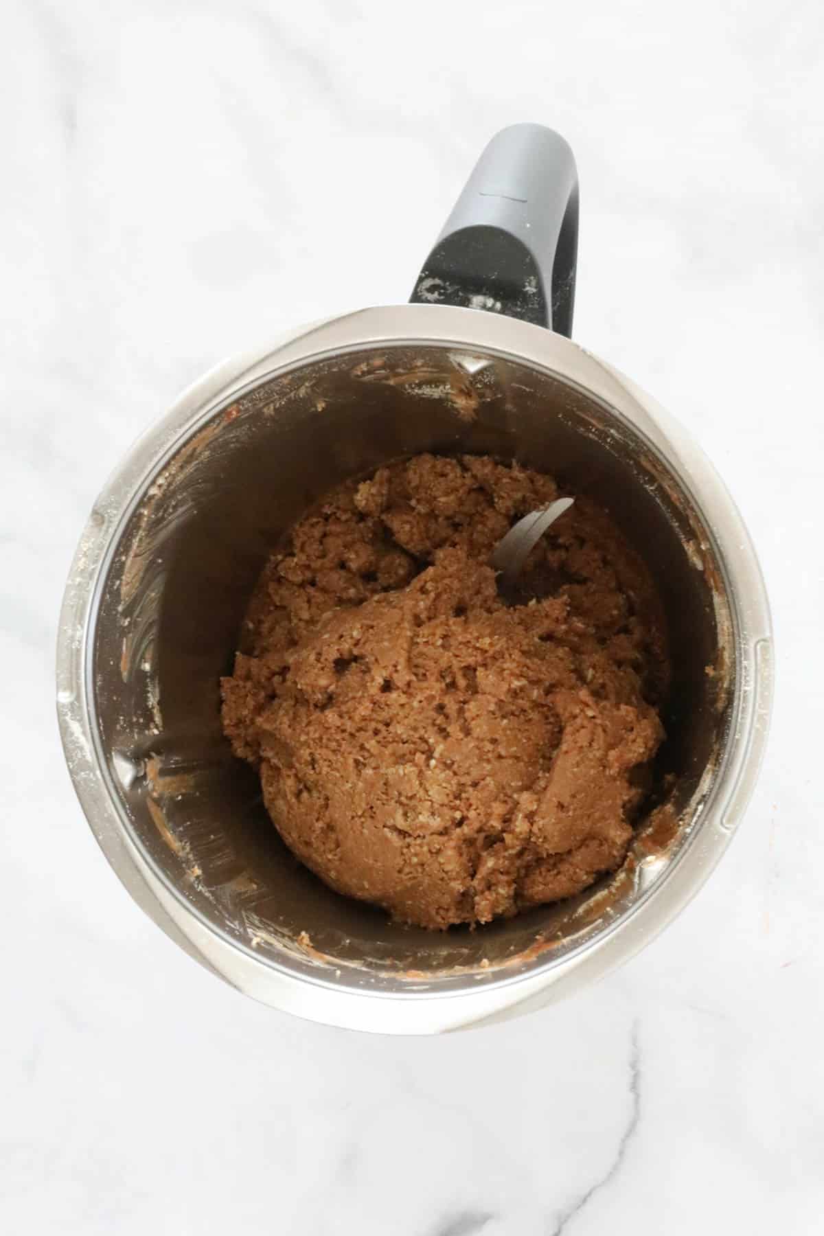 Chocolate slice mixture in a Thermomix.
