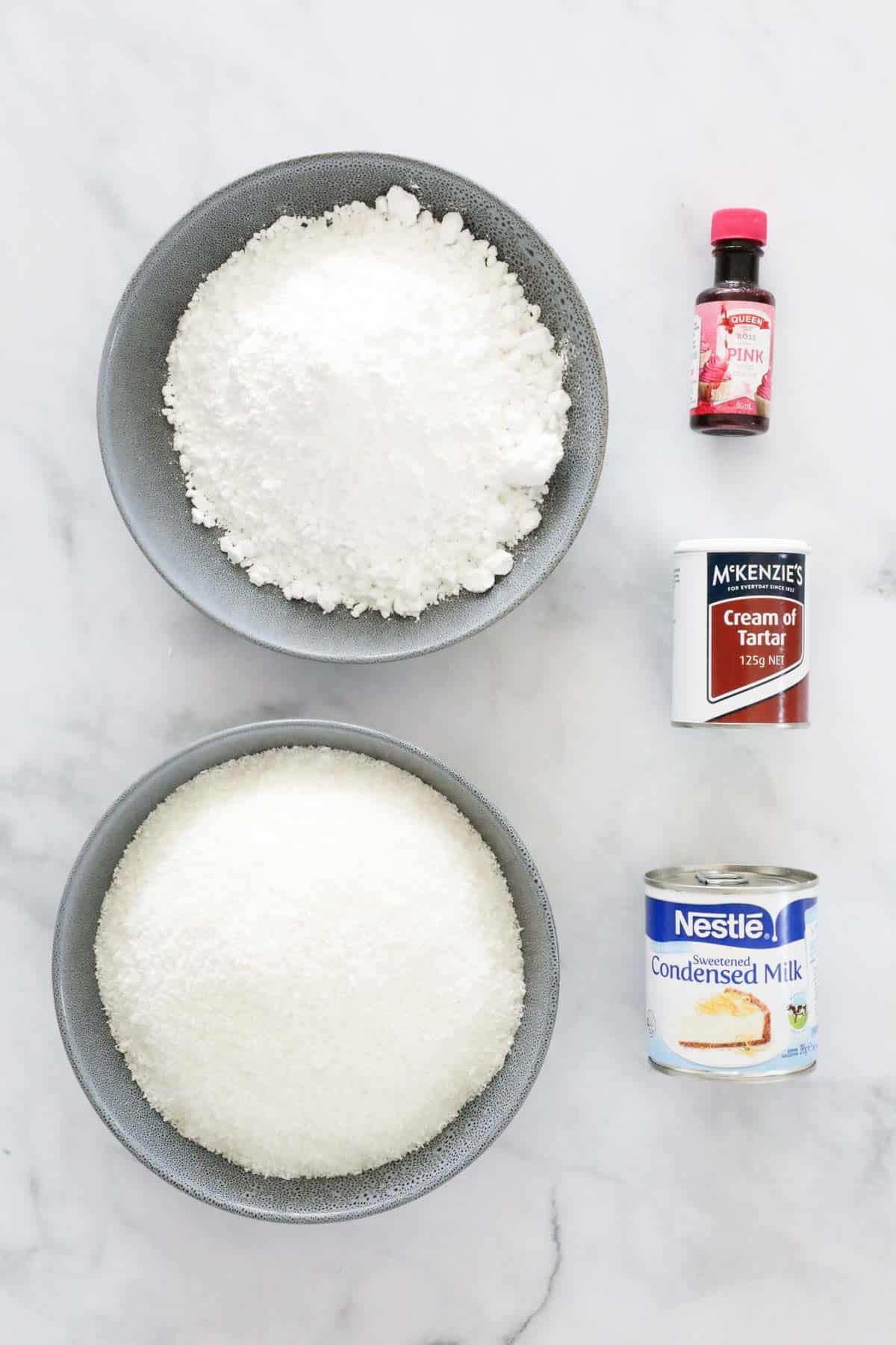 The ingredients for coconut ice.