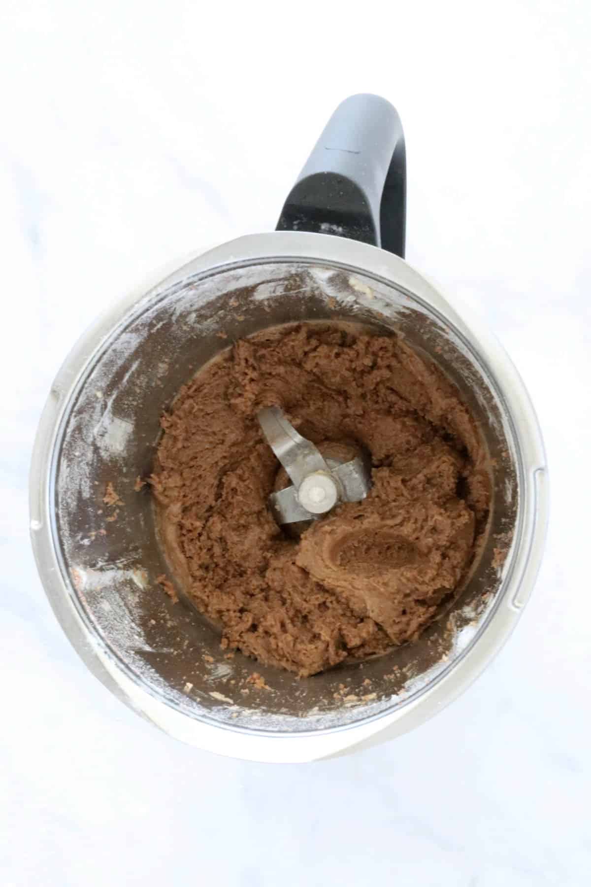 Malted milk biscuit mixture in a Thermomix.