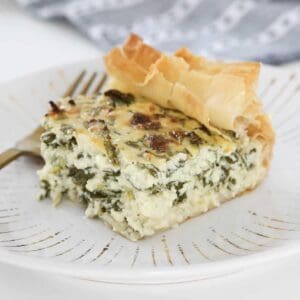 A slice of spinach and cheese pie.