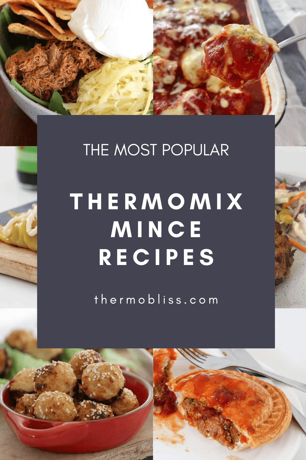 A collage of recipes made in the Thermomix using minced meat. 