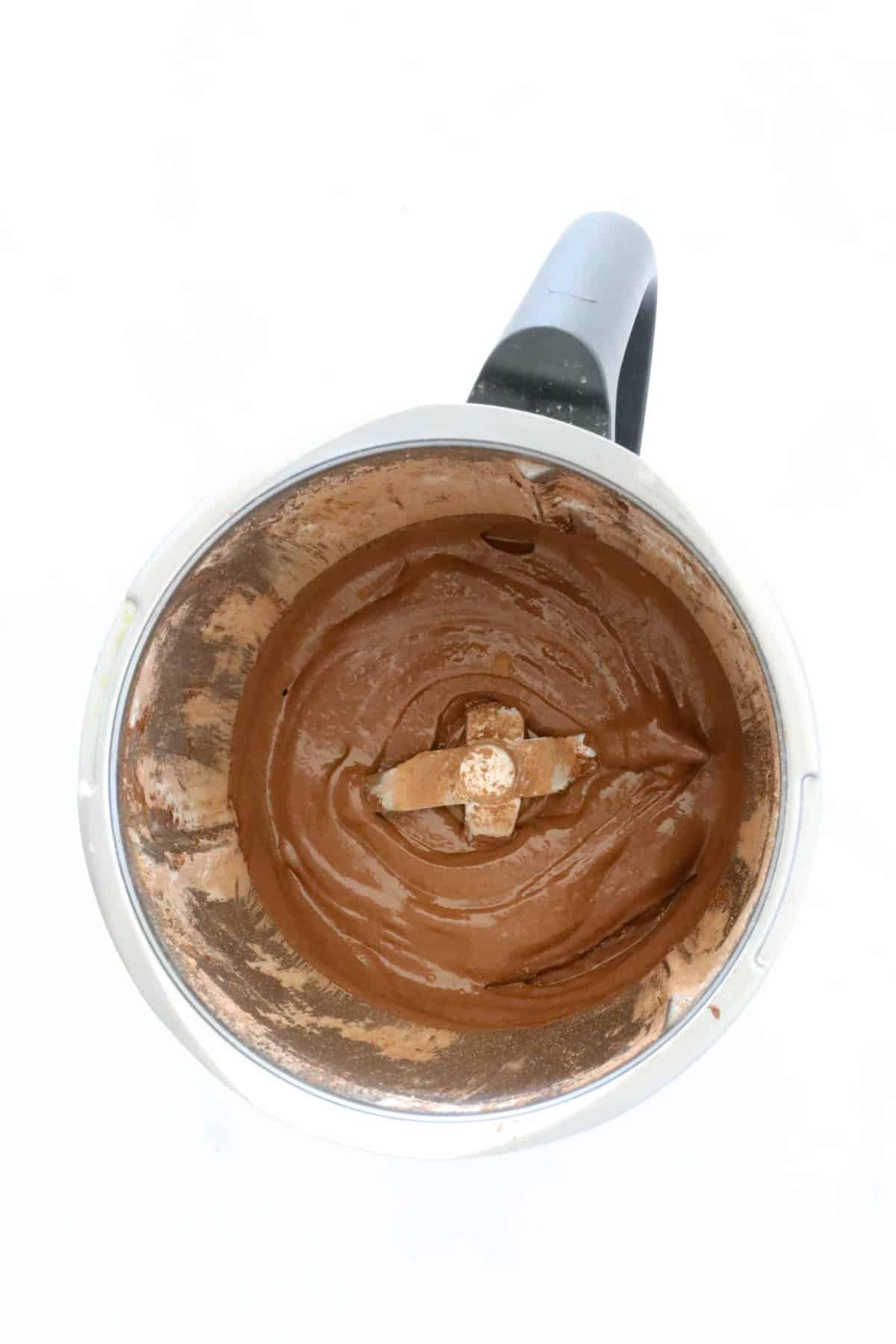 Chocolate batter in a Thermomix.
