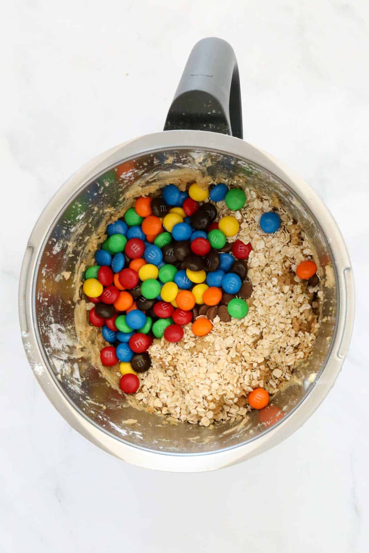Oats and M&Ms in a Thermomix.