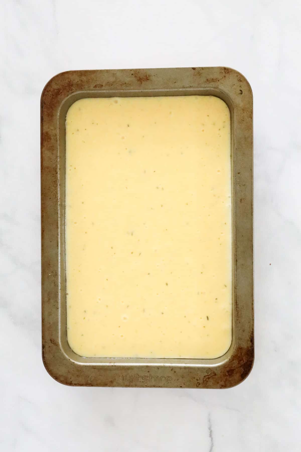 Polenta in a baking tray.