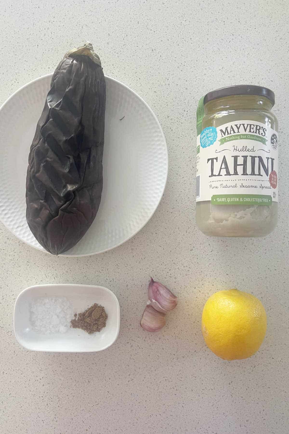 Ingredients to make Thermomix Baba Ghanoush recipe.