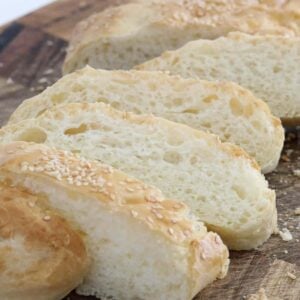 Slices of homemade Turkish bread.