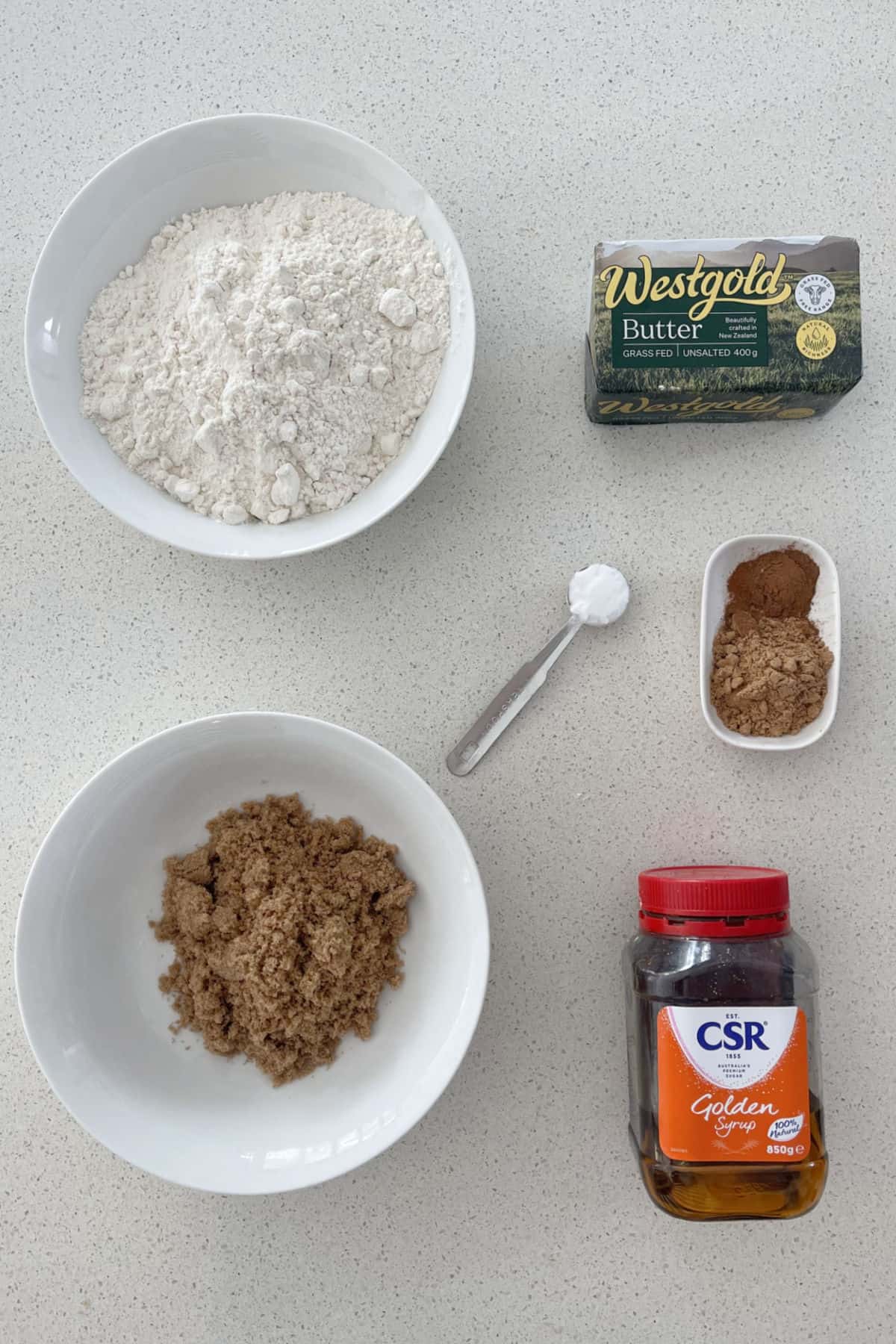 Ingredients to make Ginger Biscuits.