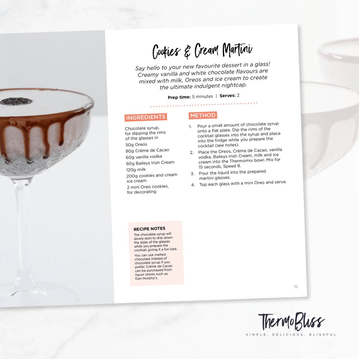 An example recipe page from a cocktails cookbook.