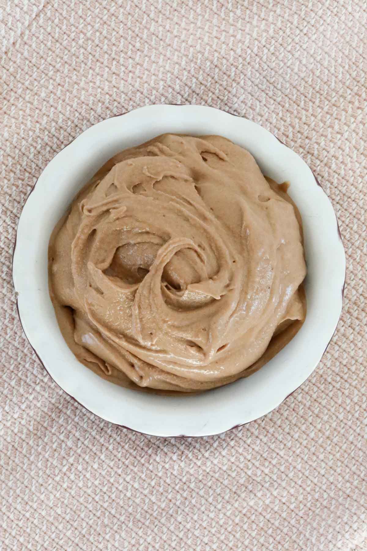 An overhead shot of peanut butter chocolate ice cream.