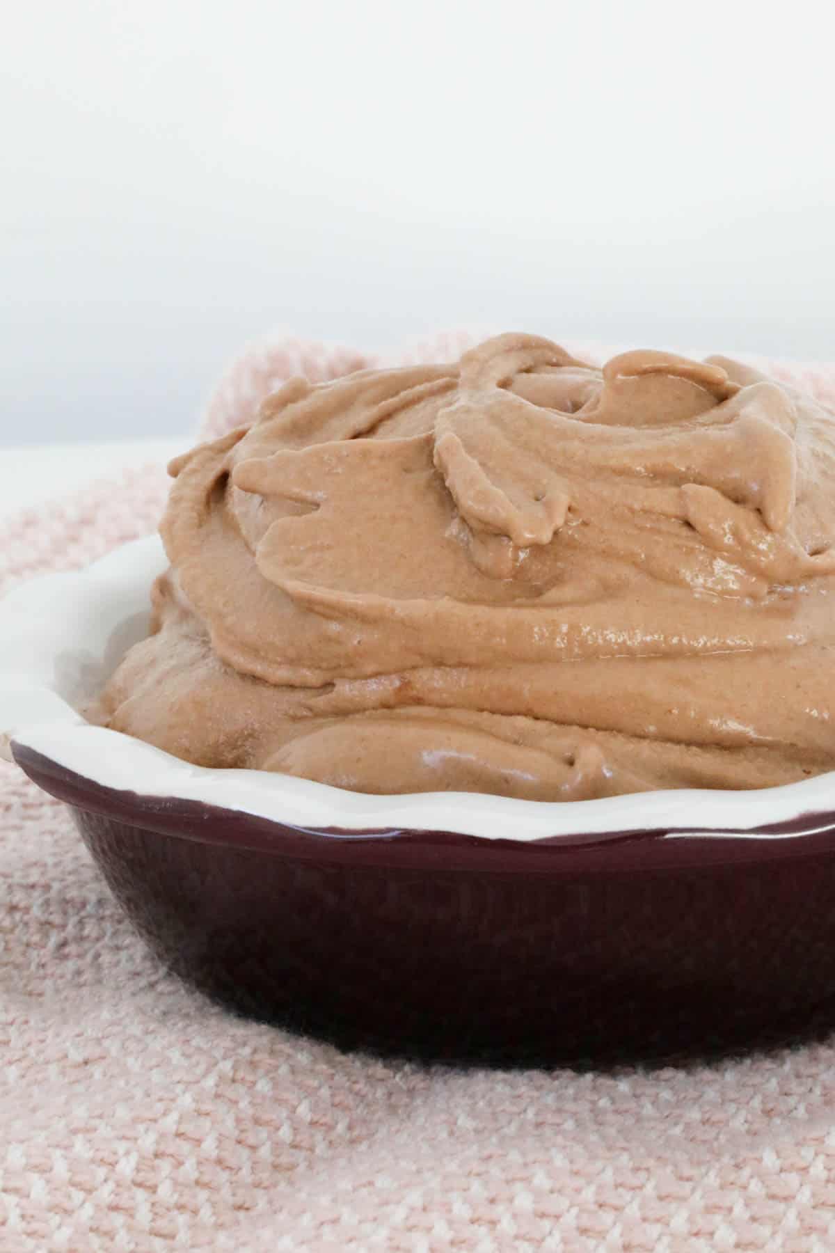 A bowl of homemade soft serve style ice cream.