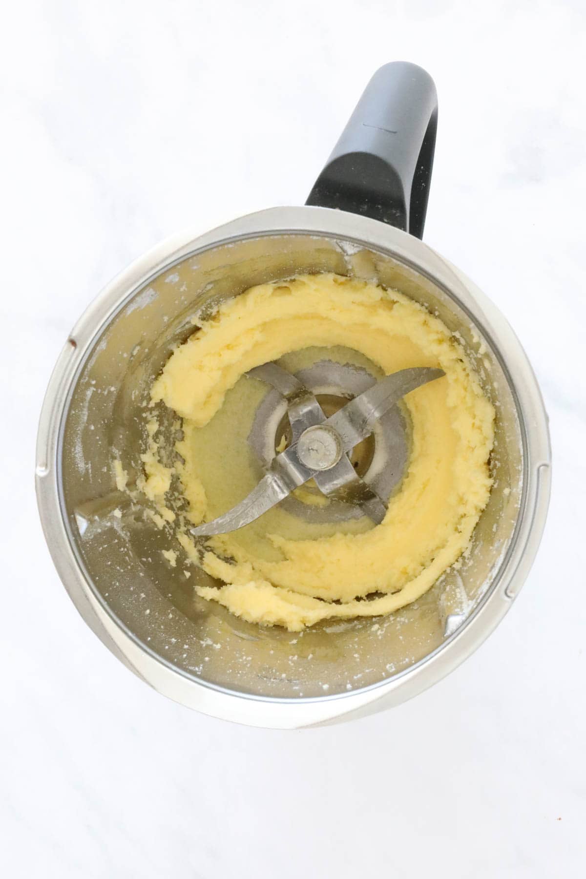 Creamed butter in a Thermomix.