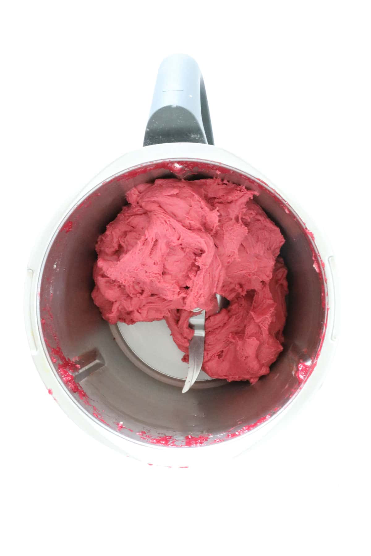 Beetroot dough in a Thermomix.