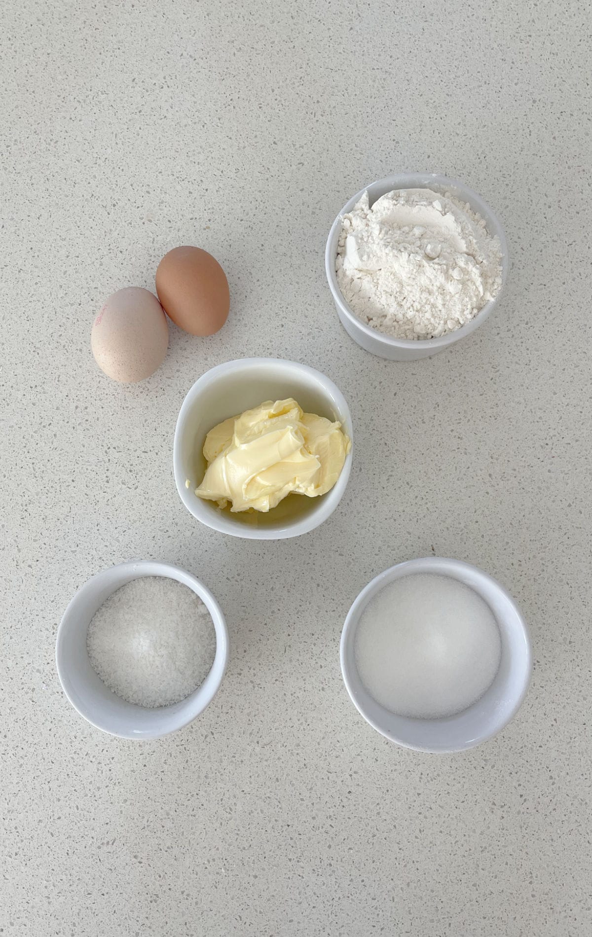Ingredients to make Coconut Biscuits in a Thermomix on a white bench top.