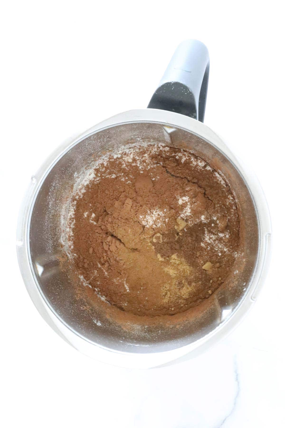 Cocoa and flour in a Thermomix.