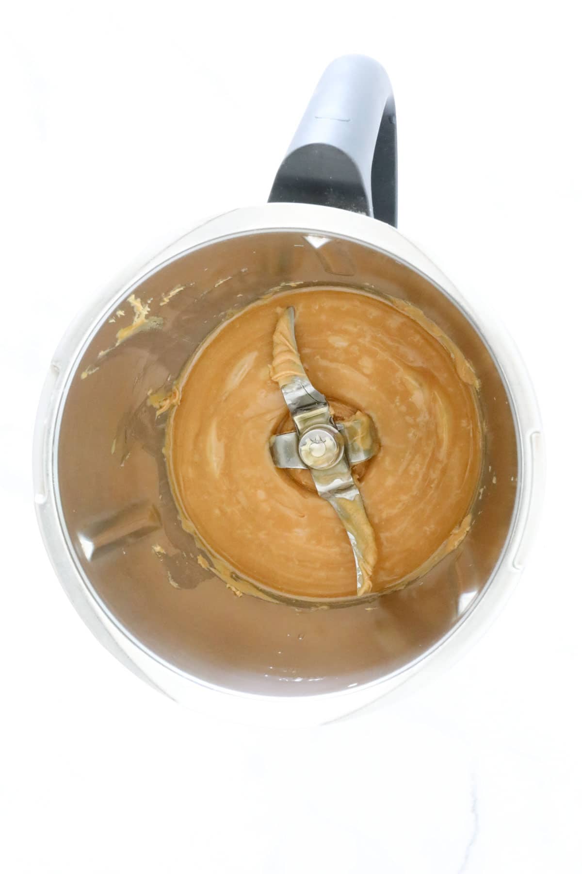 Peanut butter mixture in a Thermomix.