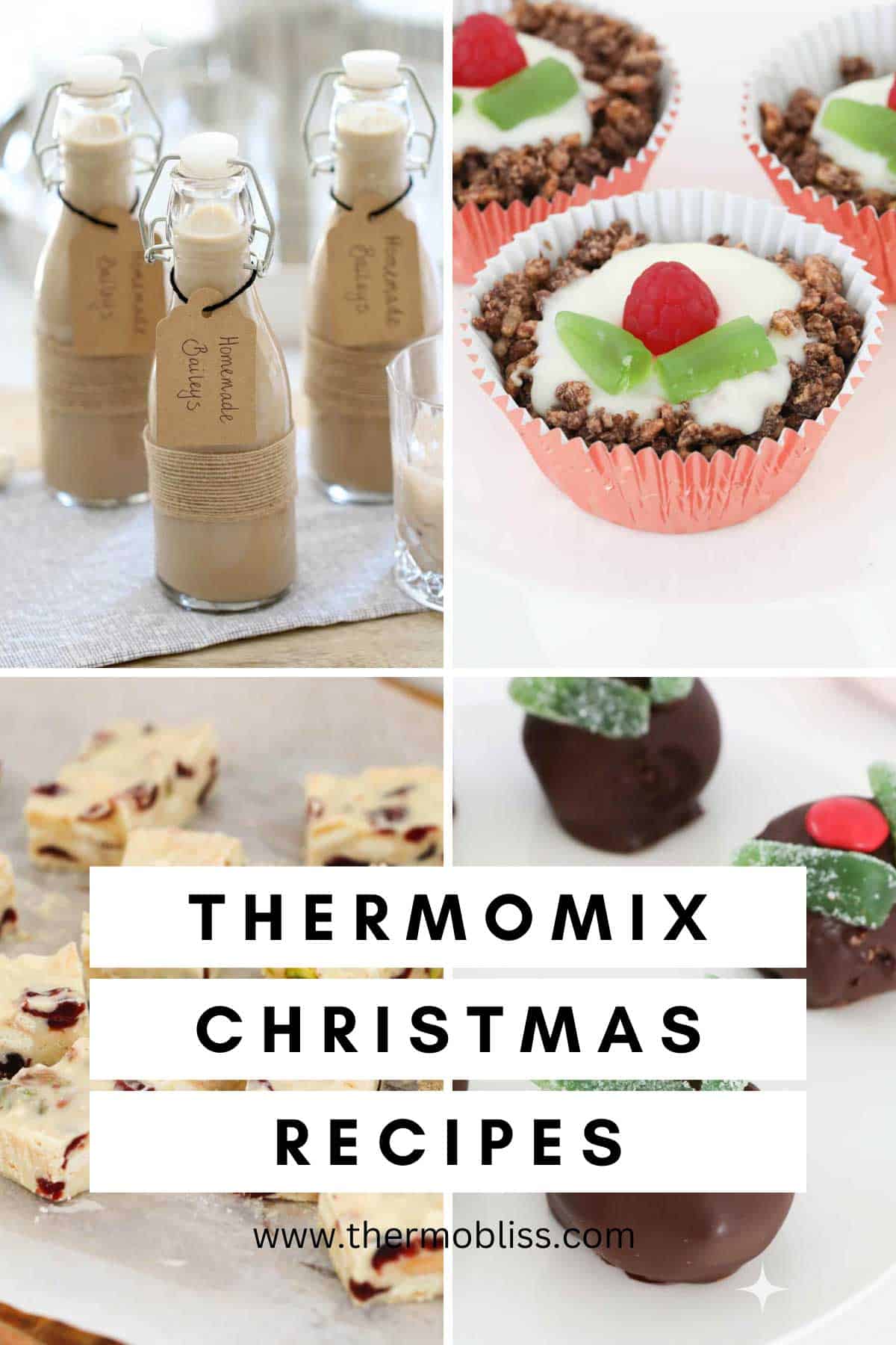 A collage of Christmas recipes that have been made in a Thermomix.