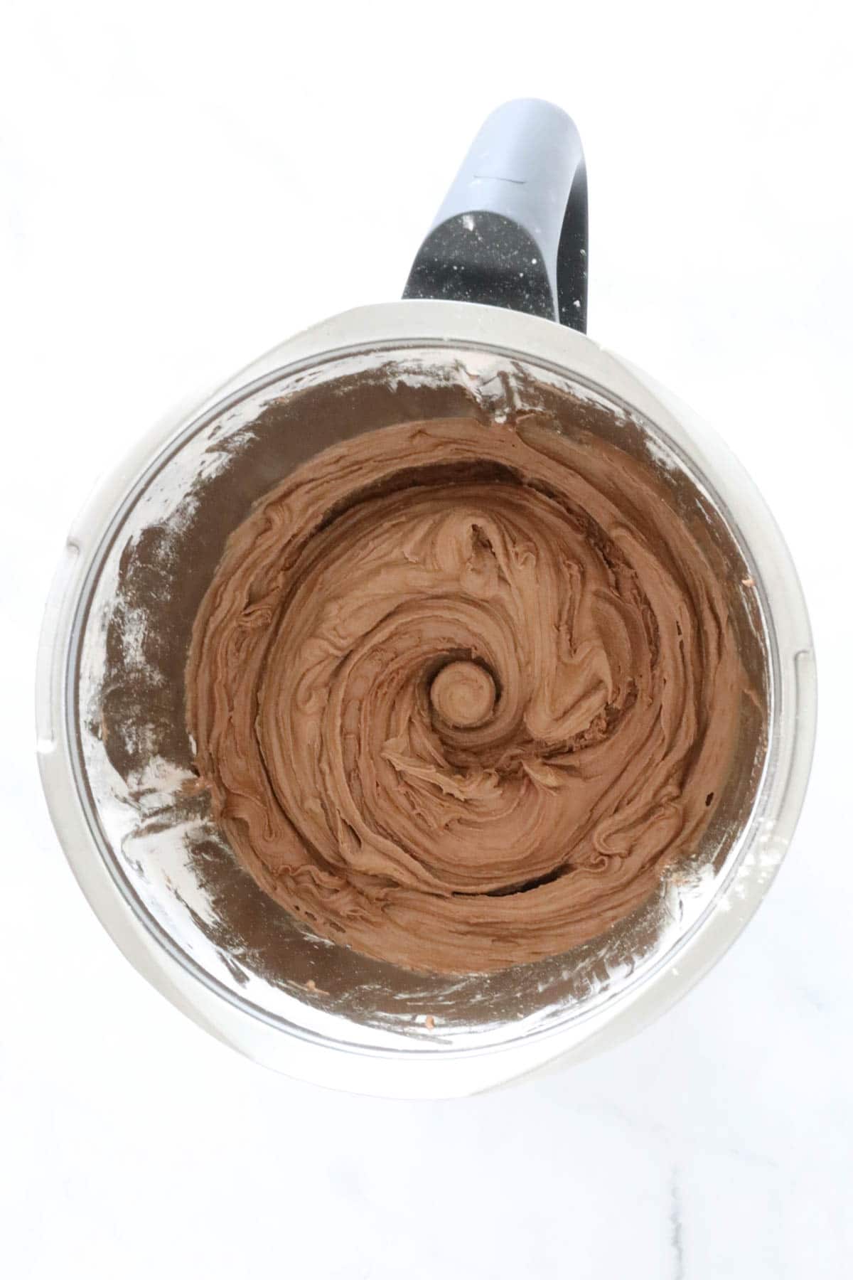 Chocolate buttercream in a Thermomix.