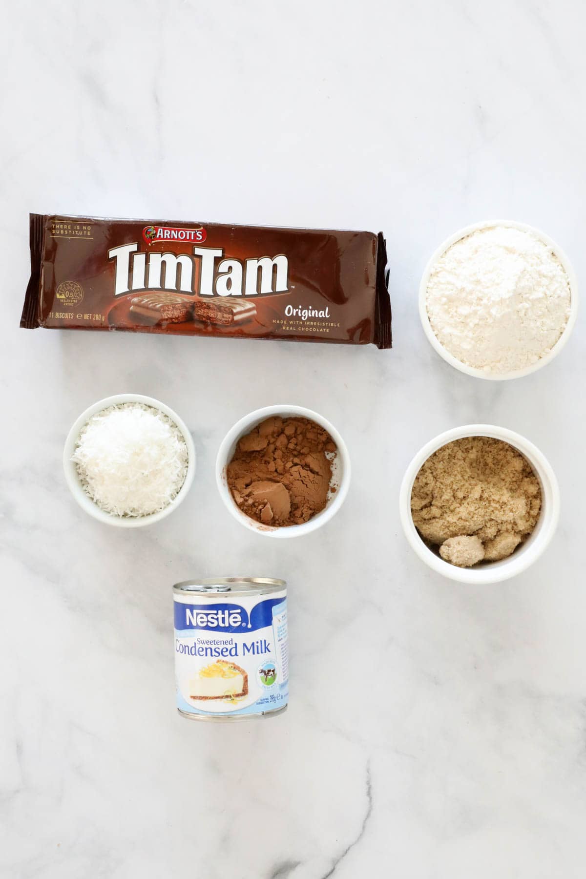 The ingredients for tim tam slice.