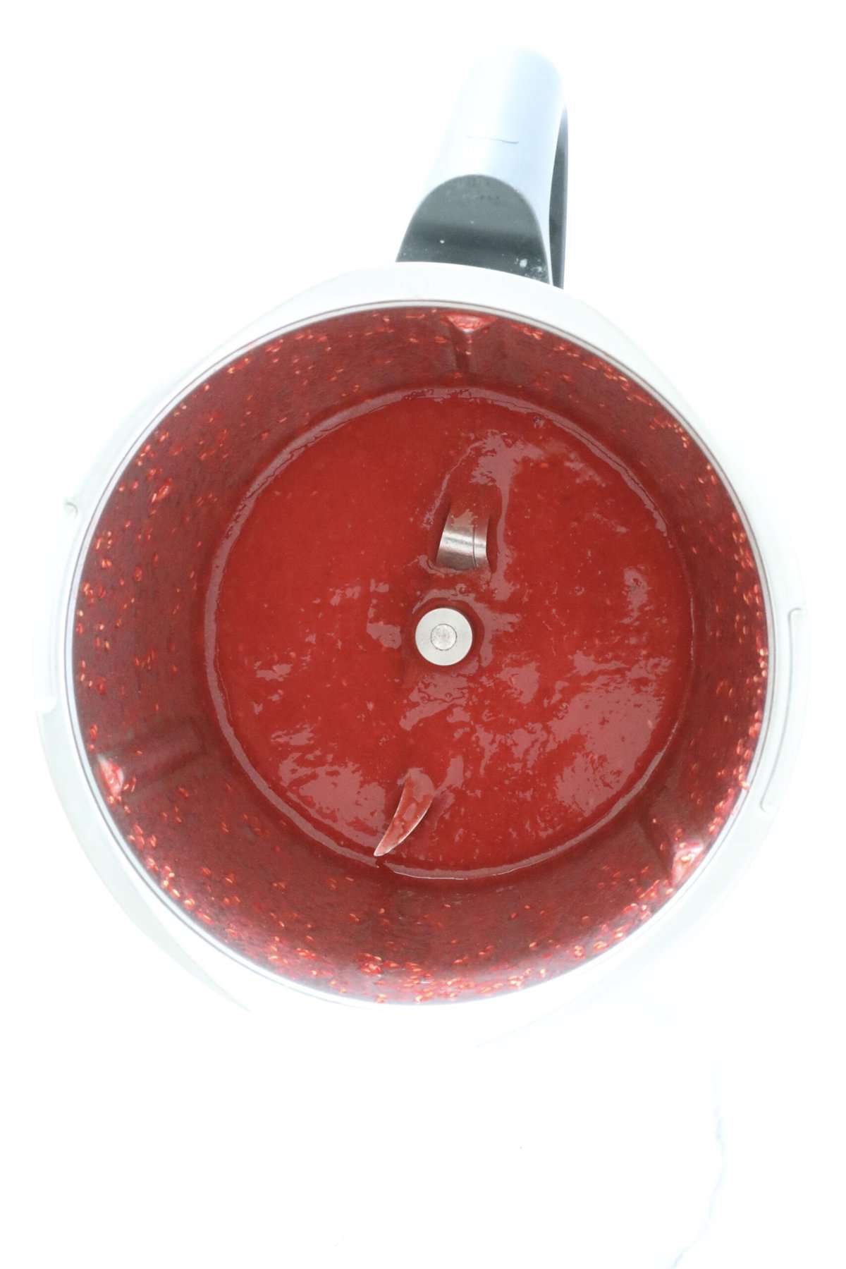 Raspberry puree in a Thermomix.