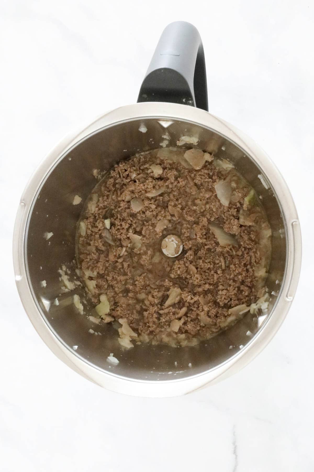 Beef mince sauteed in a Thermomix.