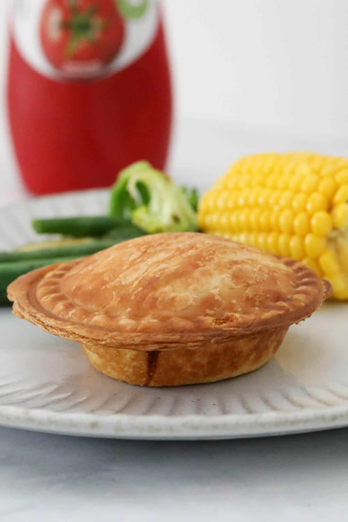 A pie cooked in a pie maker.