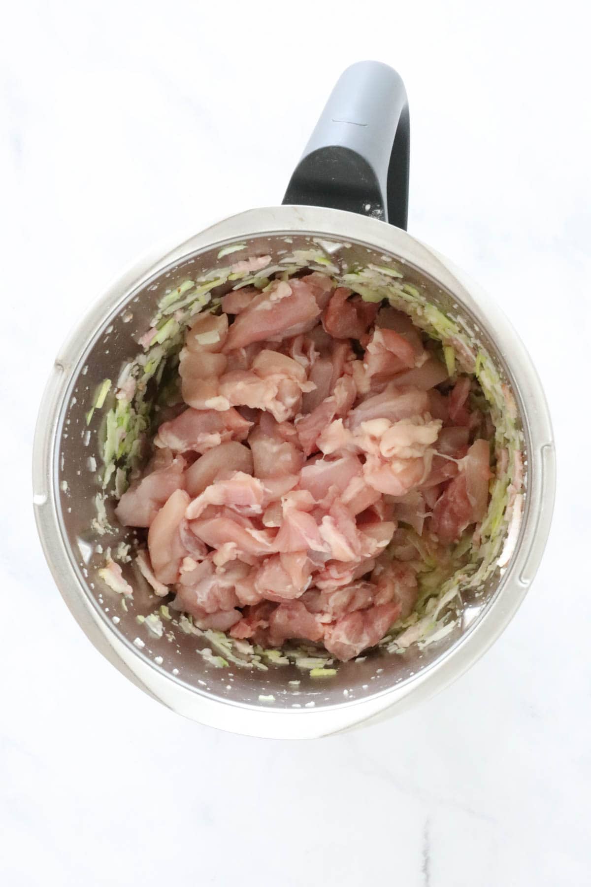 Raw chicken in a Thermomix.