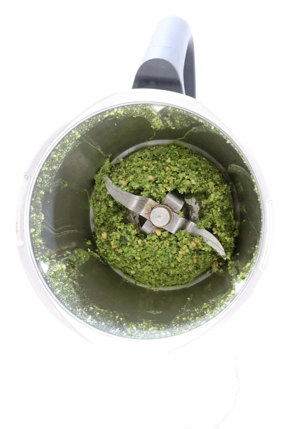 Green pesto in a Thermomix.