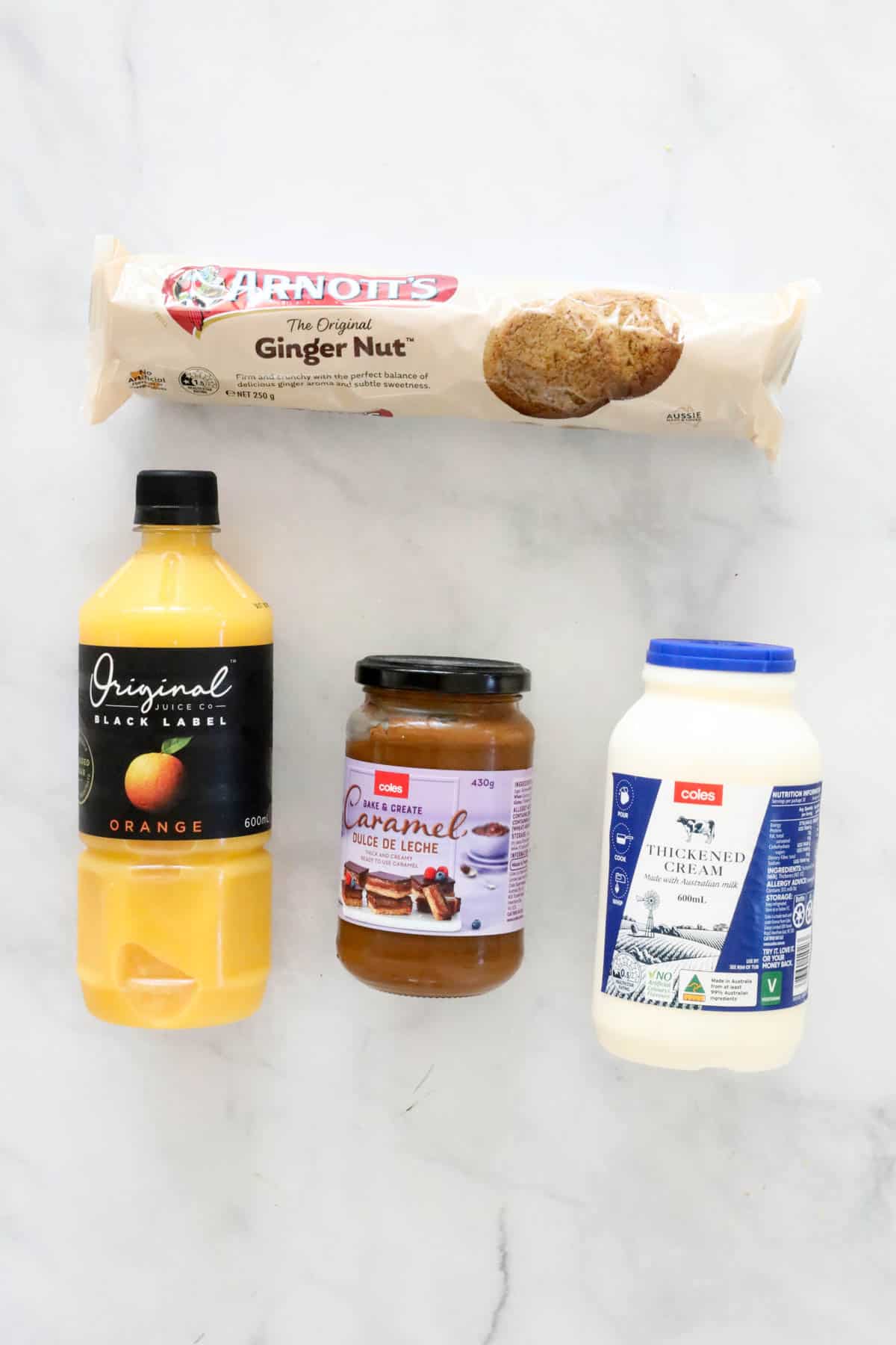 The four ingredients needed for Thermomix Gingernut Log.