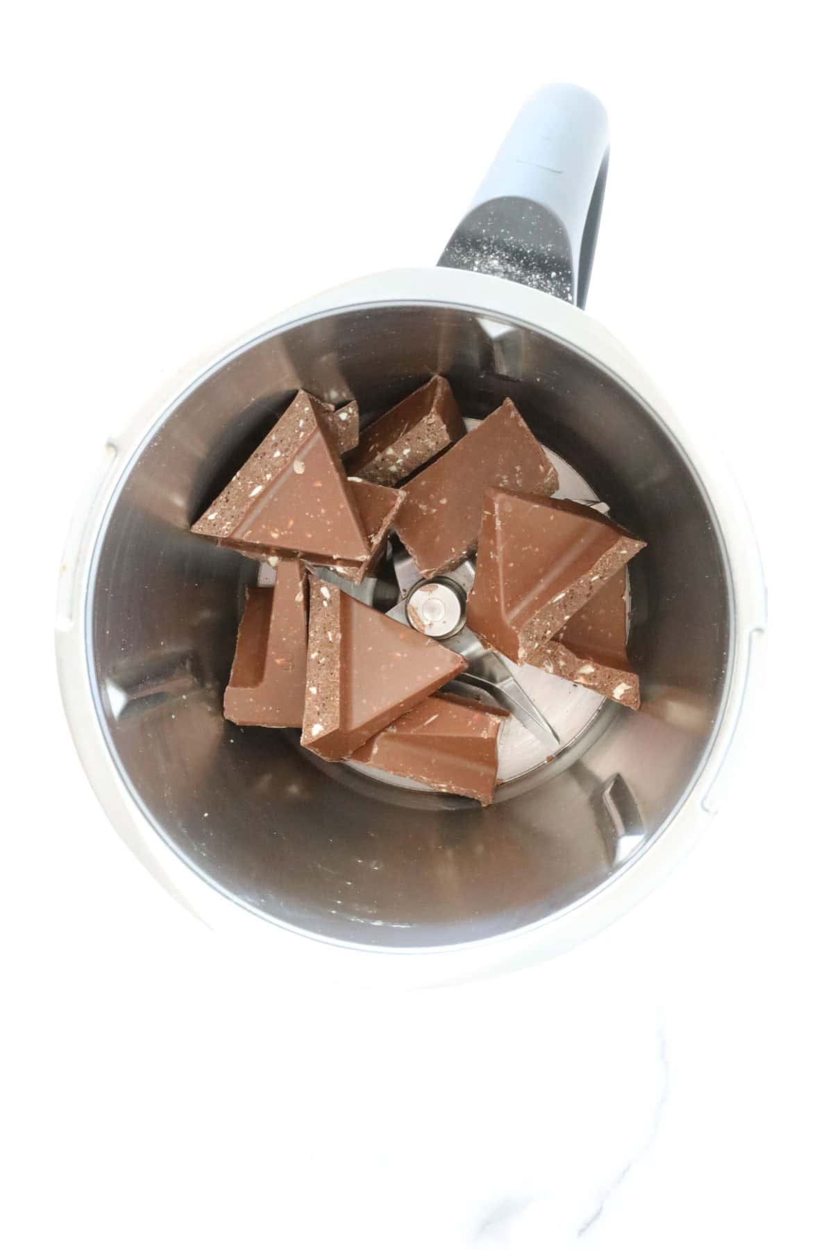 Toblerone chocolate in a Thermomix bowl.
