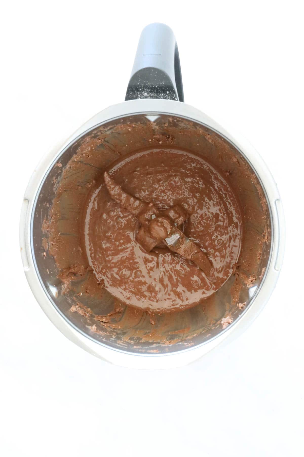 Melted Toblerone chocolate in a Thermomix bowl.