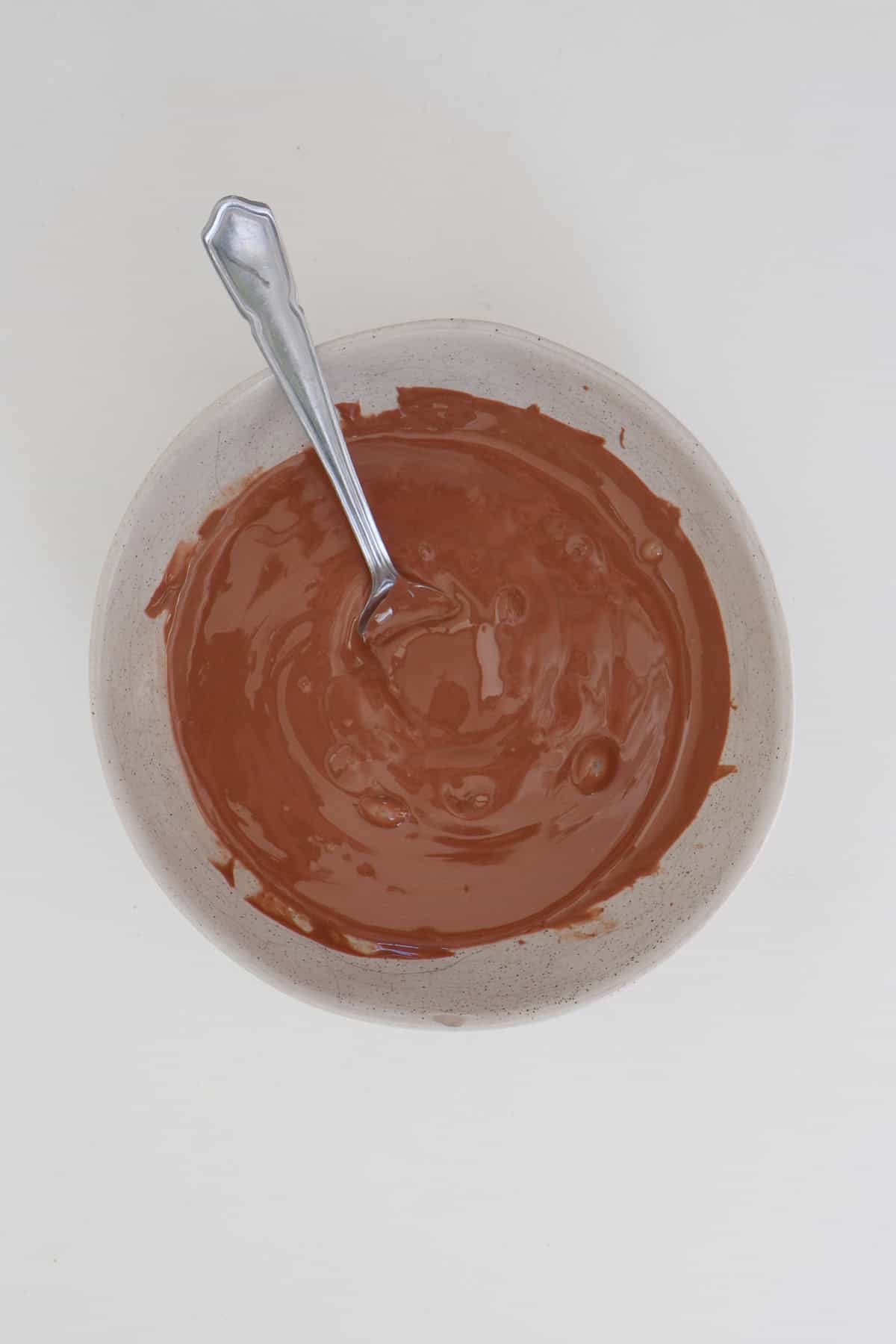 Metled chocolate in a bowl.