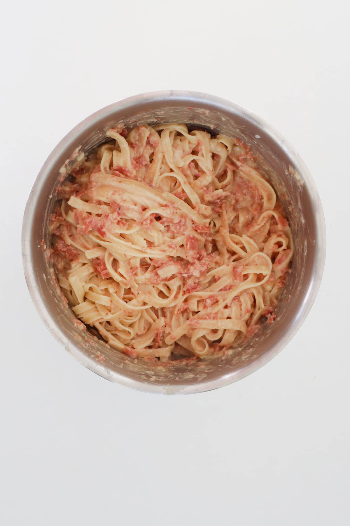 Thermomix Carbonara Pasta in a thermoserver.