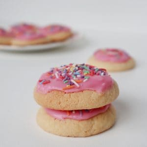 Two Fairy Biscuits stacked on top of each other.
