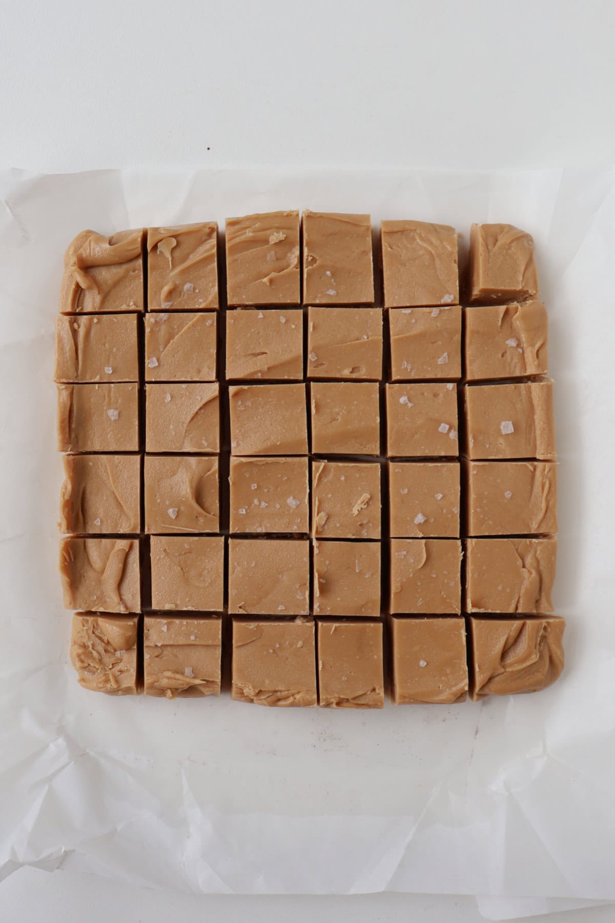 Salted Caramel Fudge cut into small pieces.