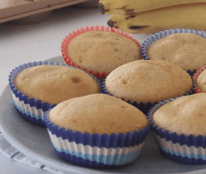 Thermomix Banana Muffins on a plate.